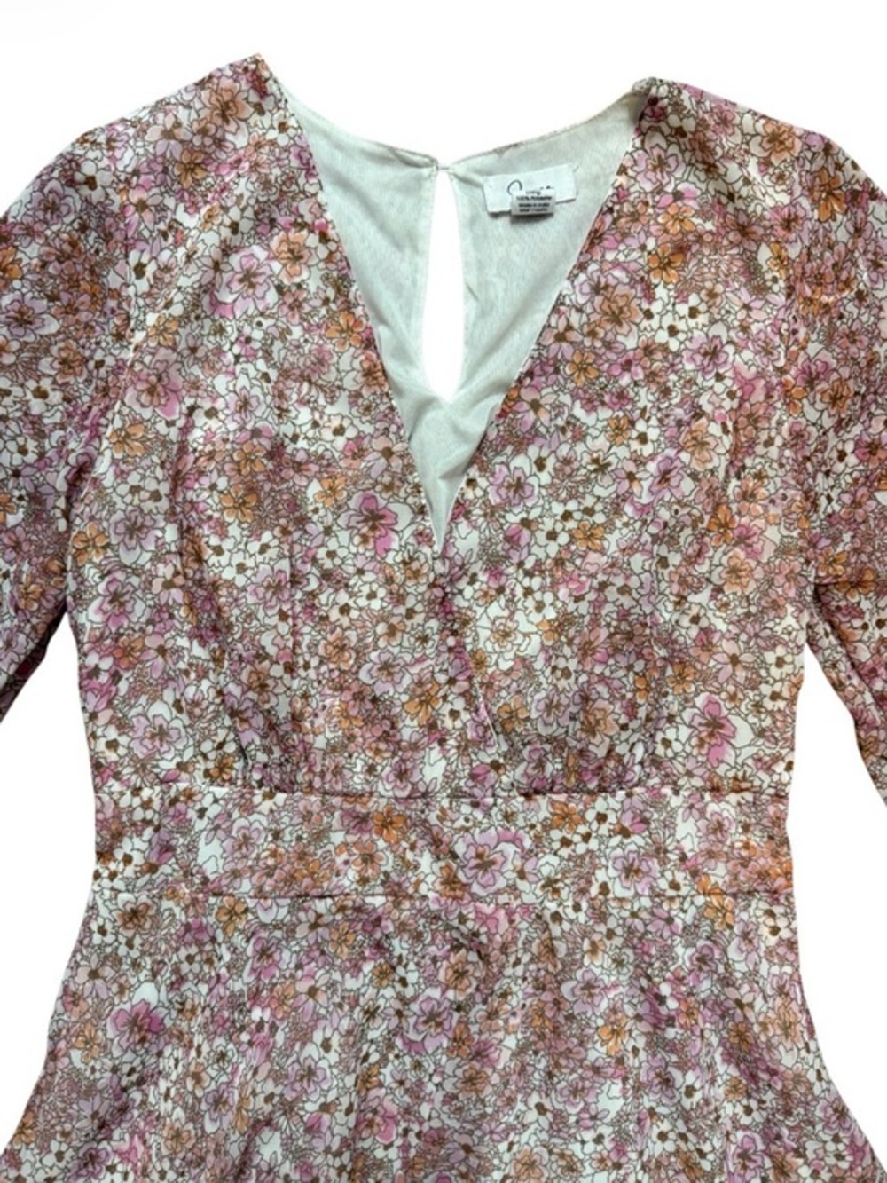 Japna Floral‎ Long Sleeve Tiered Ruffle Mini Dress Pink Size M Coquette Feminine - Picture 5 of 9